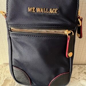 MZ Wallace brand new micro crossbody in navy/gold and burgundy